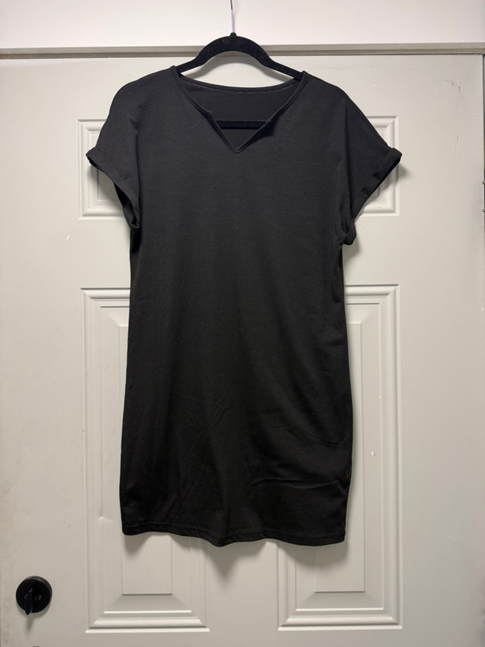 Simple Black Short Sleeve Tunic Dress